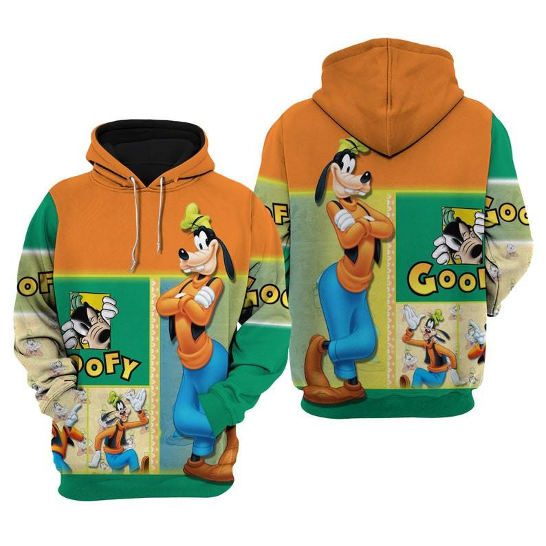 Goofy Dog Cartoon All Over Print Hoodie, Zip Hoodie