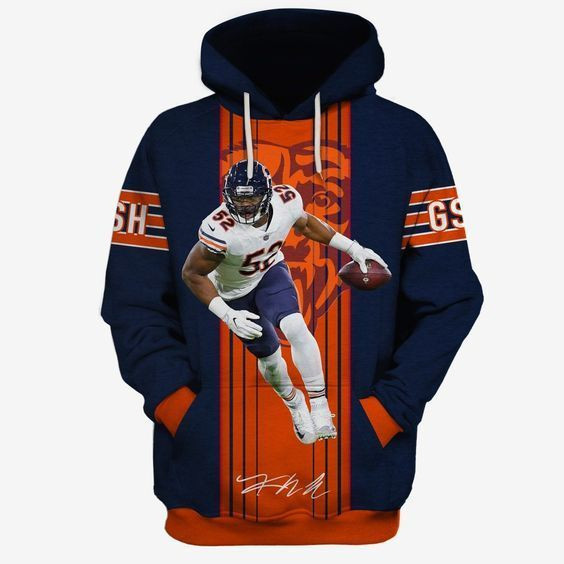 Chicago Bears Khalil Mack Ncaa Football Anniversary 3D All Over Print Hoodie & Zip Hoodie