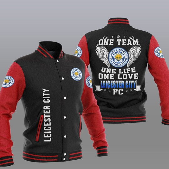 Leicester City FC Black Red One Team One Life One Love Baseball Jacket