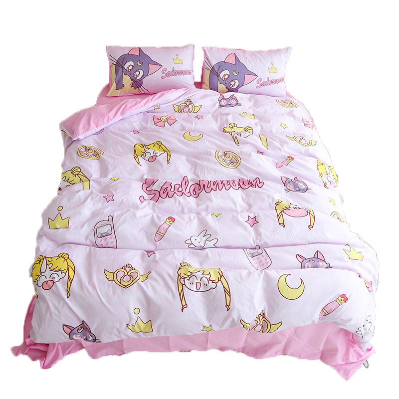 Sailor Moon Bedding Set Usagi And Luna Cute Items Pattern Duvet Covers
