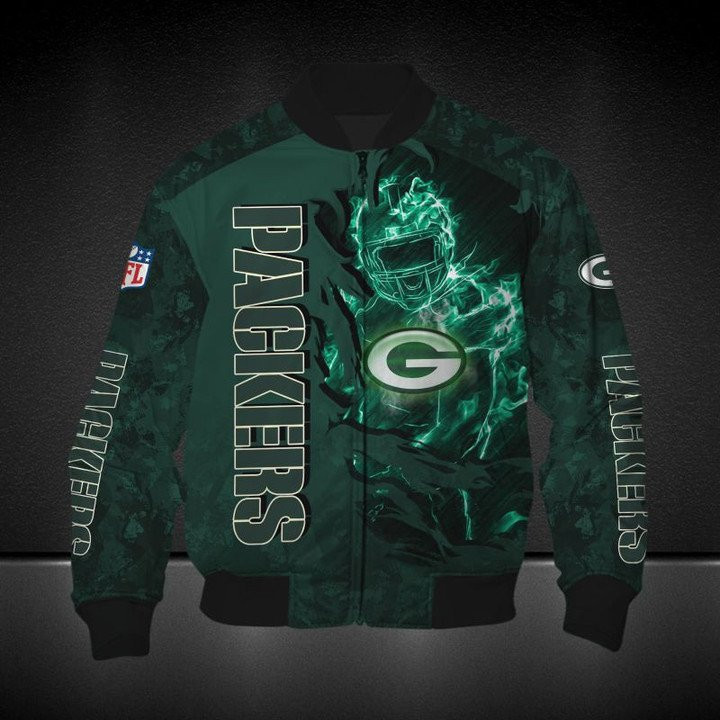 Green Bay Packers Green Fire Bomber Jacket