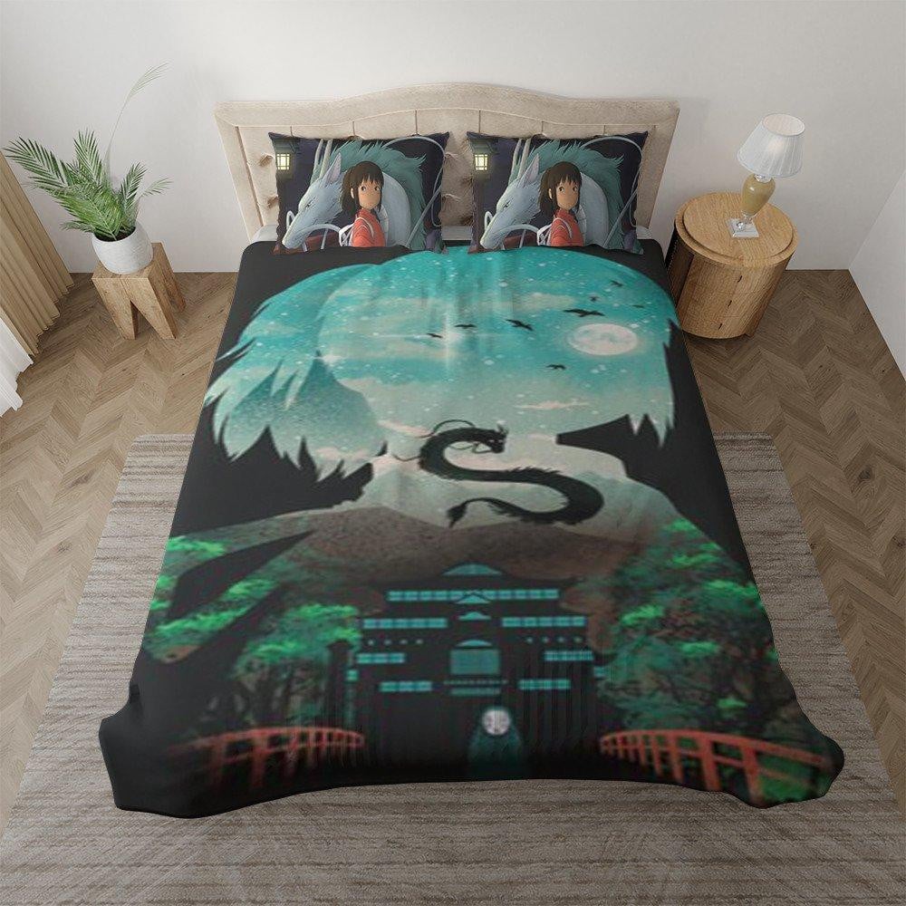 SGhibli Bedding Set Chihiro Spirited Away Silhouette Art Duvet Covers