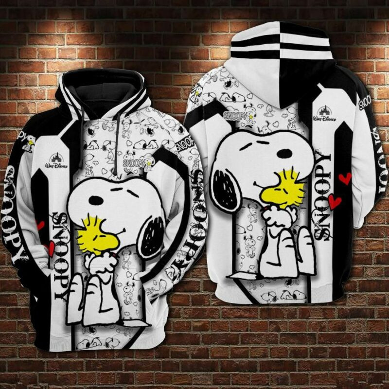 Snoopy And Woodstock Cartoon Peanuts Over Print 3d Hoodie Zip Hoodie