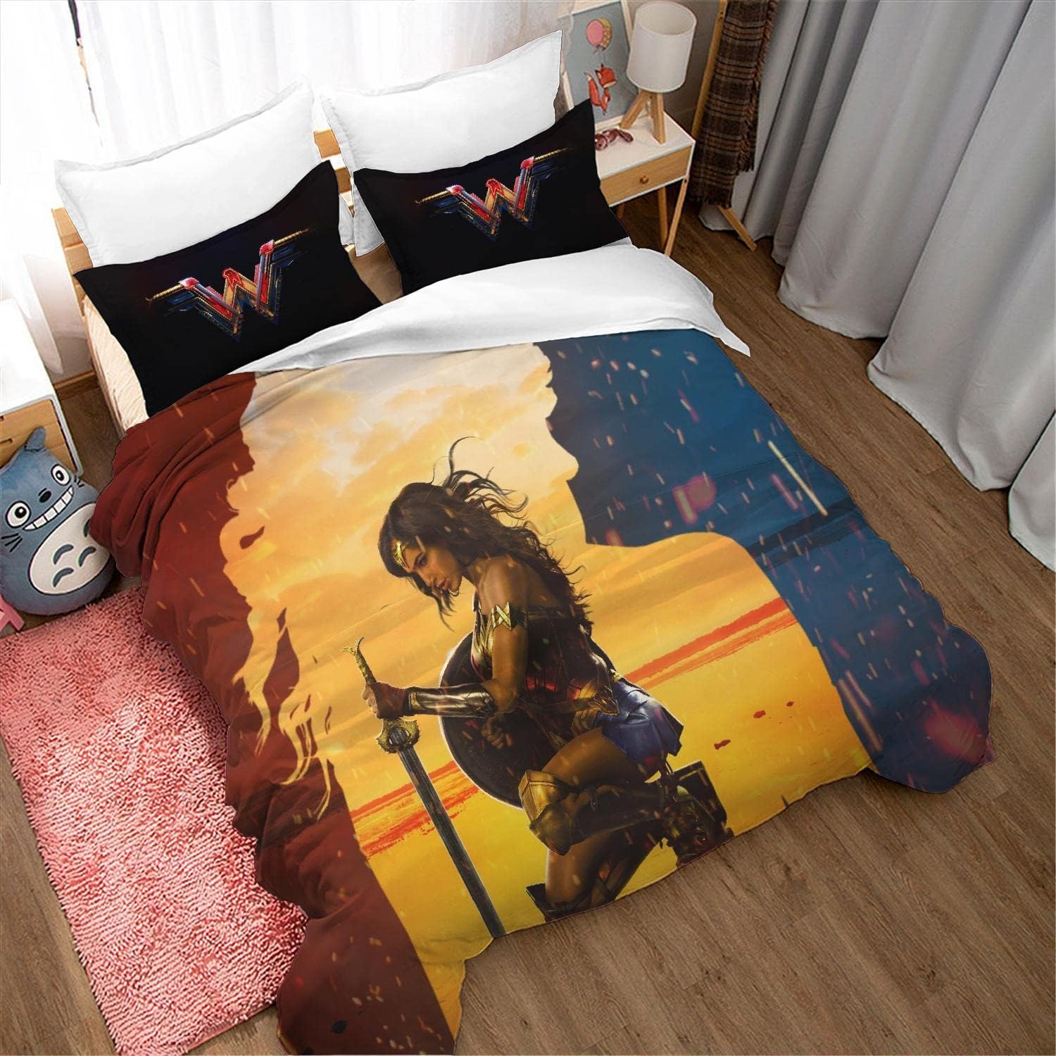 Wonder Woman Bedding Set DC Wonder Woman Heroine Silhouette Duvet Covers