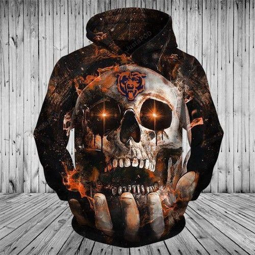 Chicago Bears Skull 3D All Over Print Hoodie & Zip Hoodie