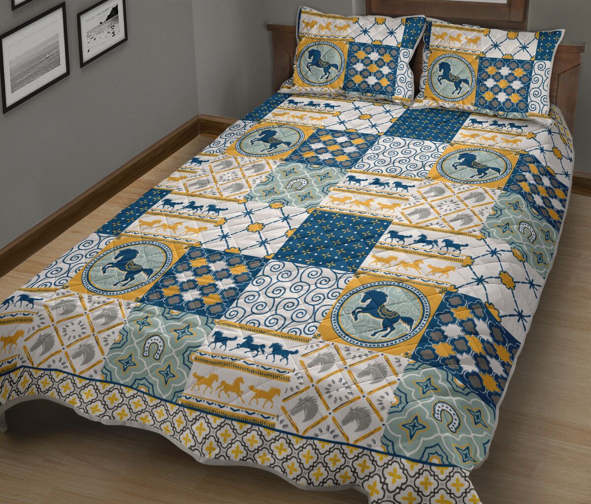 Horse Bedding Set Horse Azulejos Tile Pattern Duvet Covers