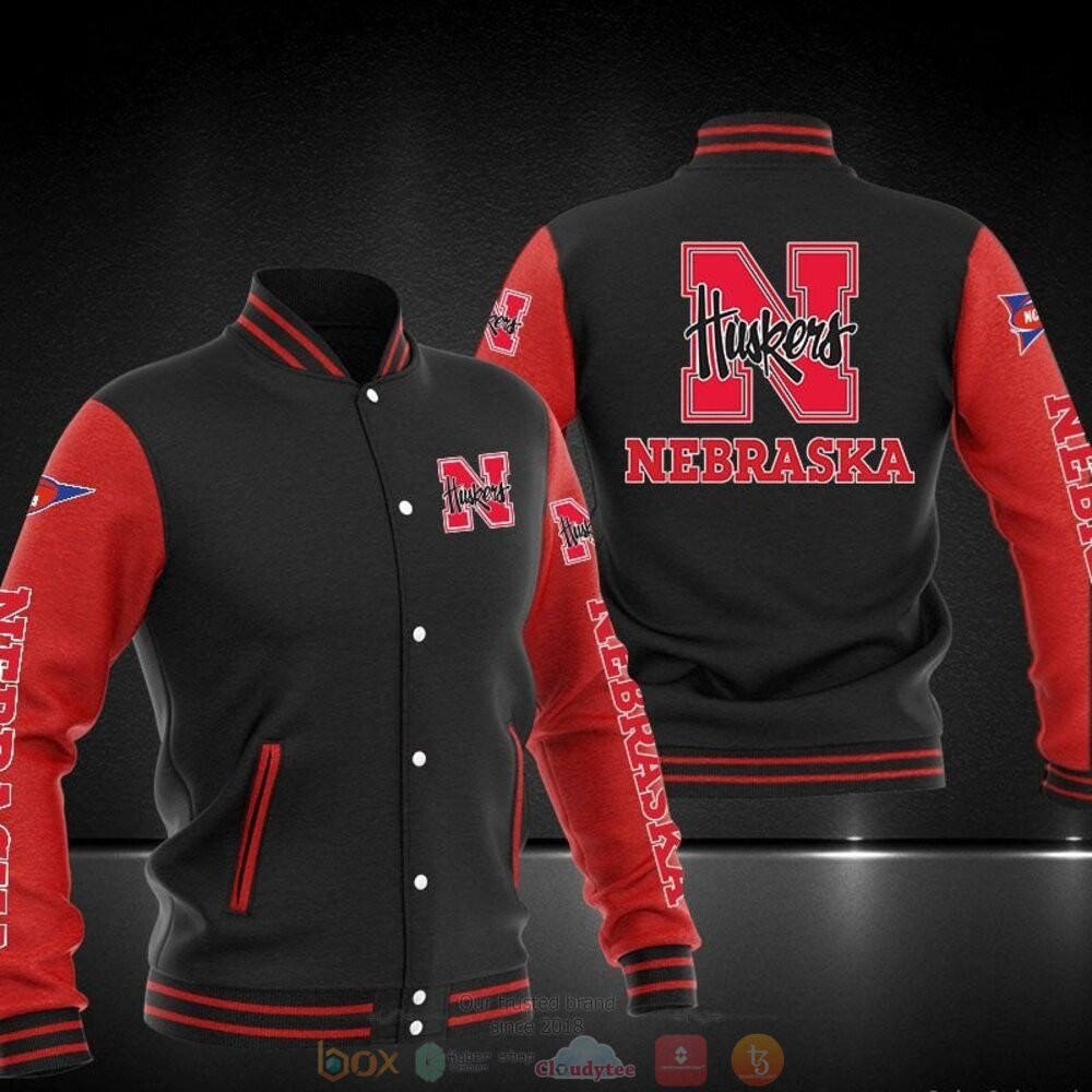 Nebraska Cornhuskers Black Red Baseball Jacket