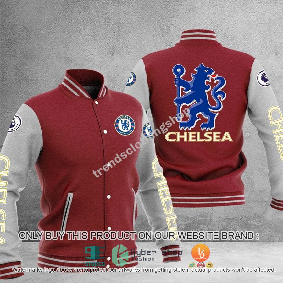 Chelsea FC Red Grey Mascot Baseball Jacket