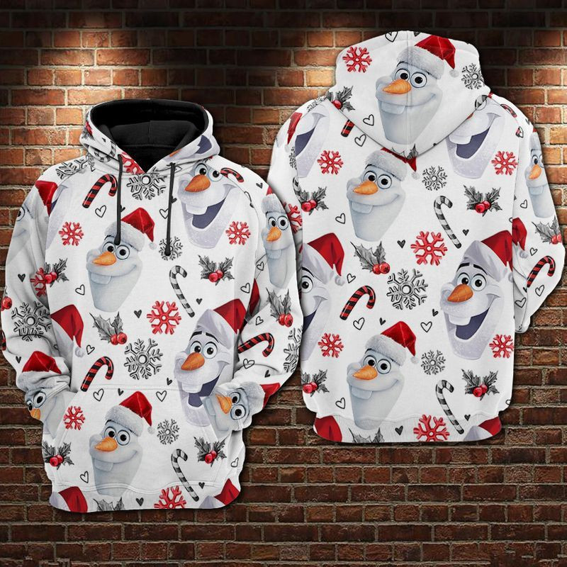Olaf Christmas Hat Over Print 3d Hoodie Zip Hoodie
