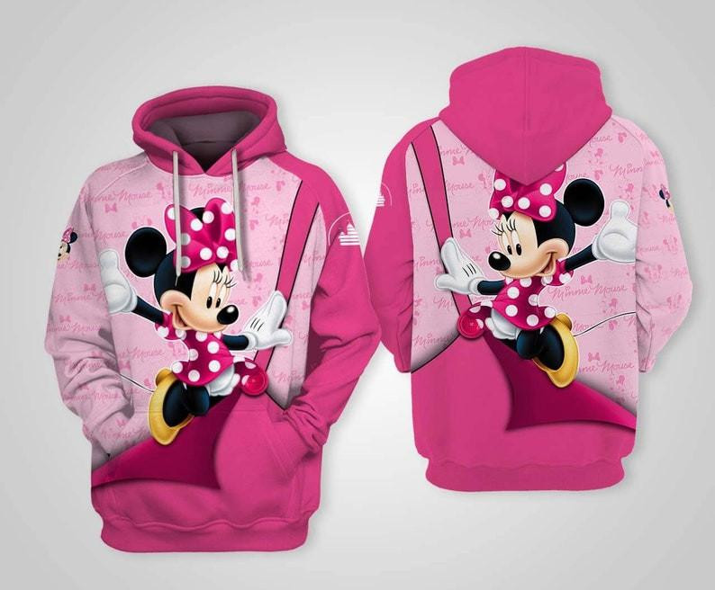 Cartoon Fan Gift, Minnie Mouse Disney, Cute Minnie All Over Print Hoodie, Zip Hoodie