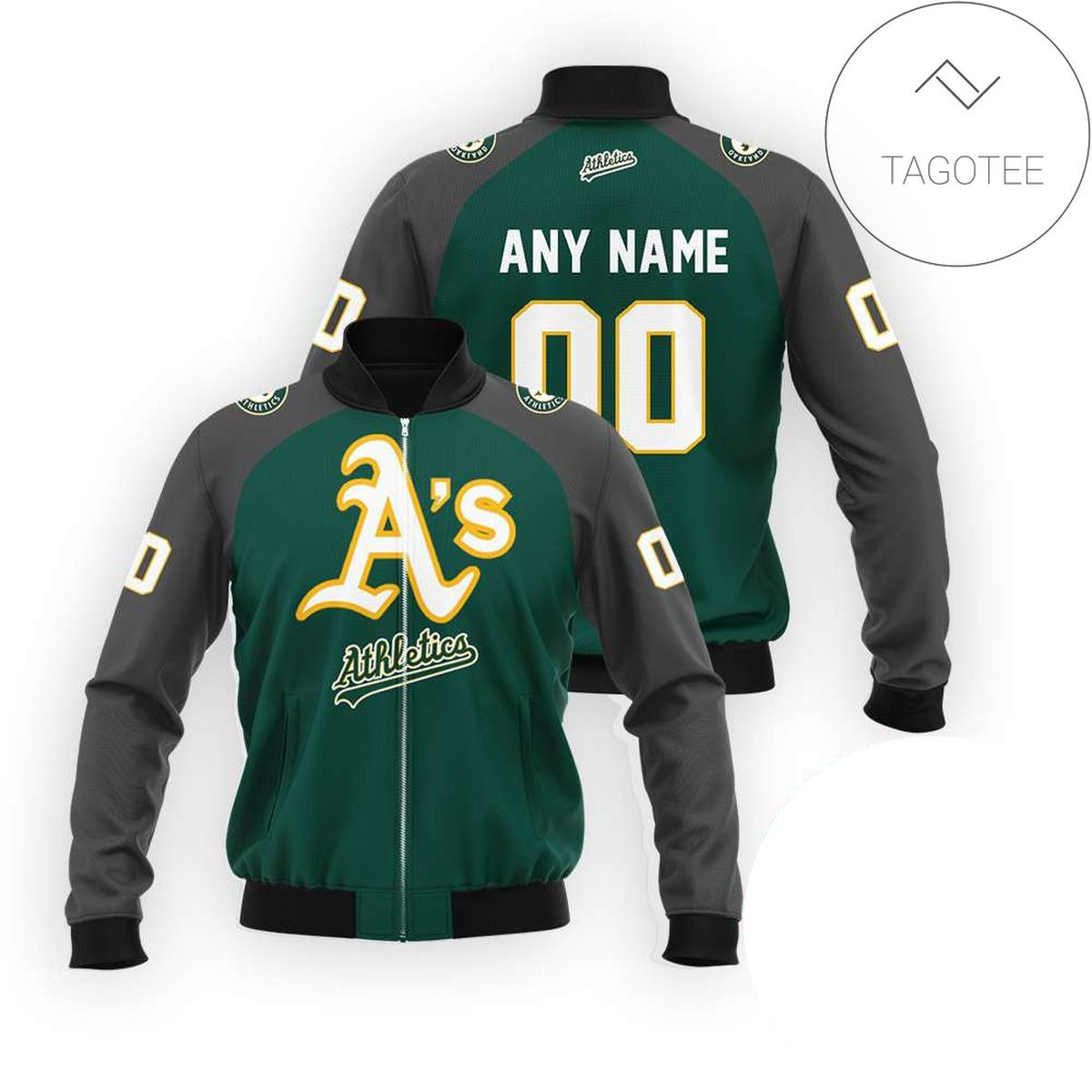 Oakland Athletics Custom Name Number Green Bomber Jacket