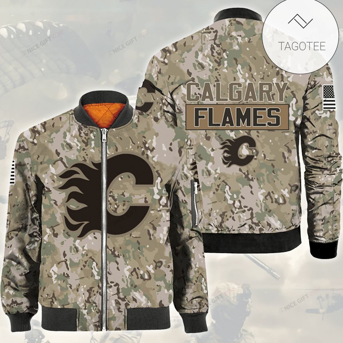 Calgary Flames Camouflage Bomber Jacket