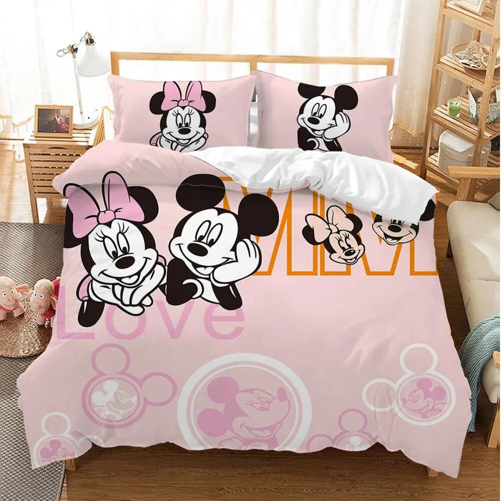 Minnie Bedding Set DN MM And Minnie Love Mouse Ears Duvet Covers