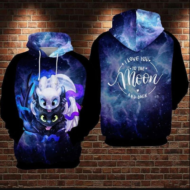 Toothless And Light Fury To The Moon And Back Over Print 3d Hoodie Zip Hoodie