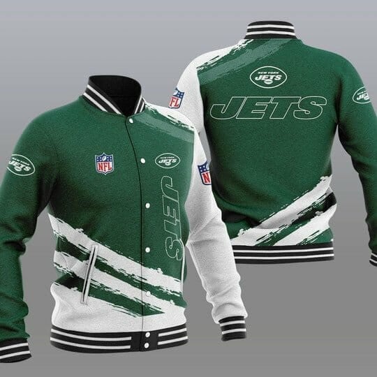 New York Jets Green White Baseball Jacket V3