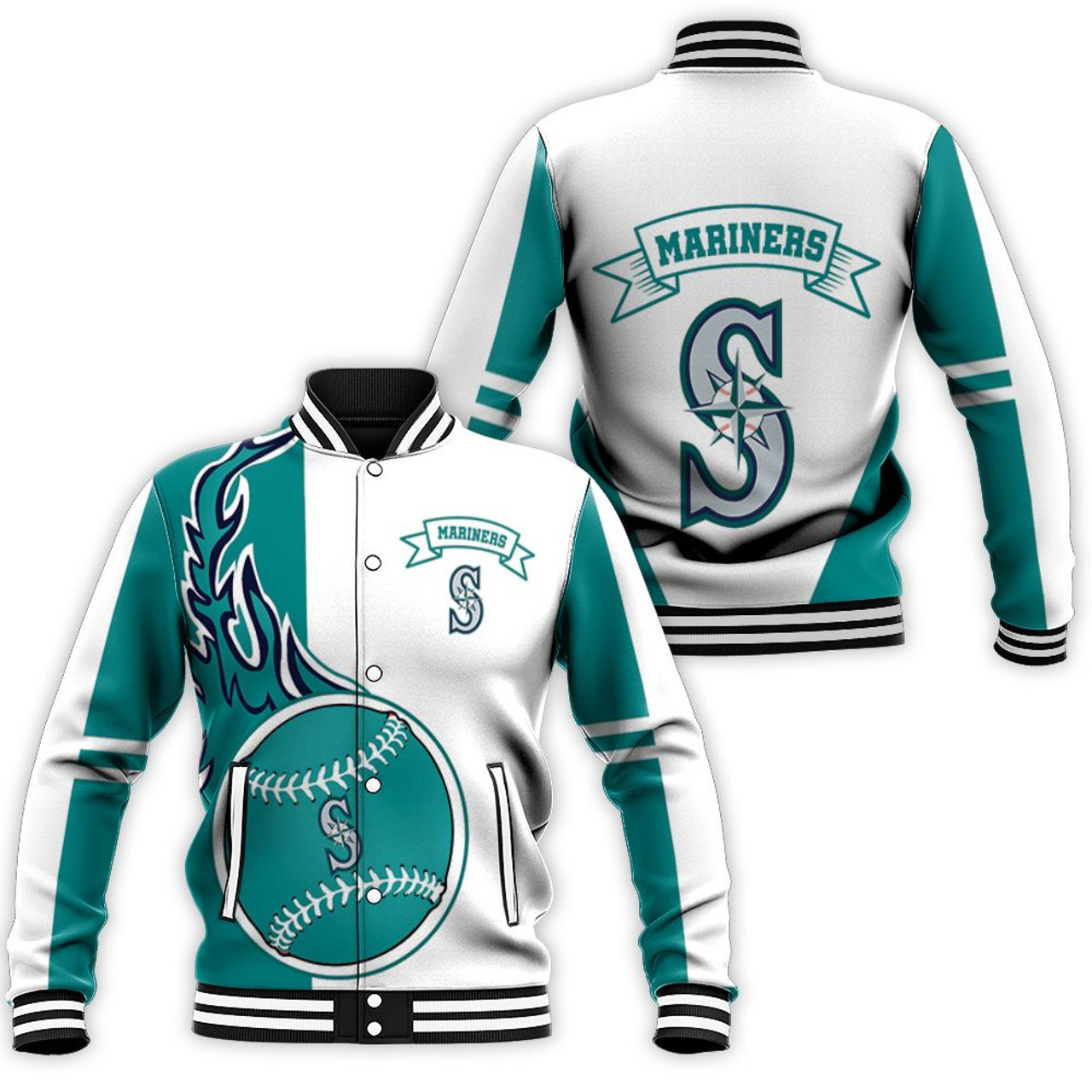 Seattle Mariners Blue White Baseball Jacket