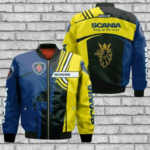 Scania Trucks Blue Skull Bomber Jacket 259