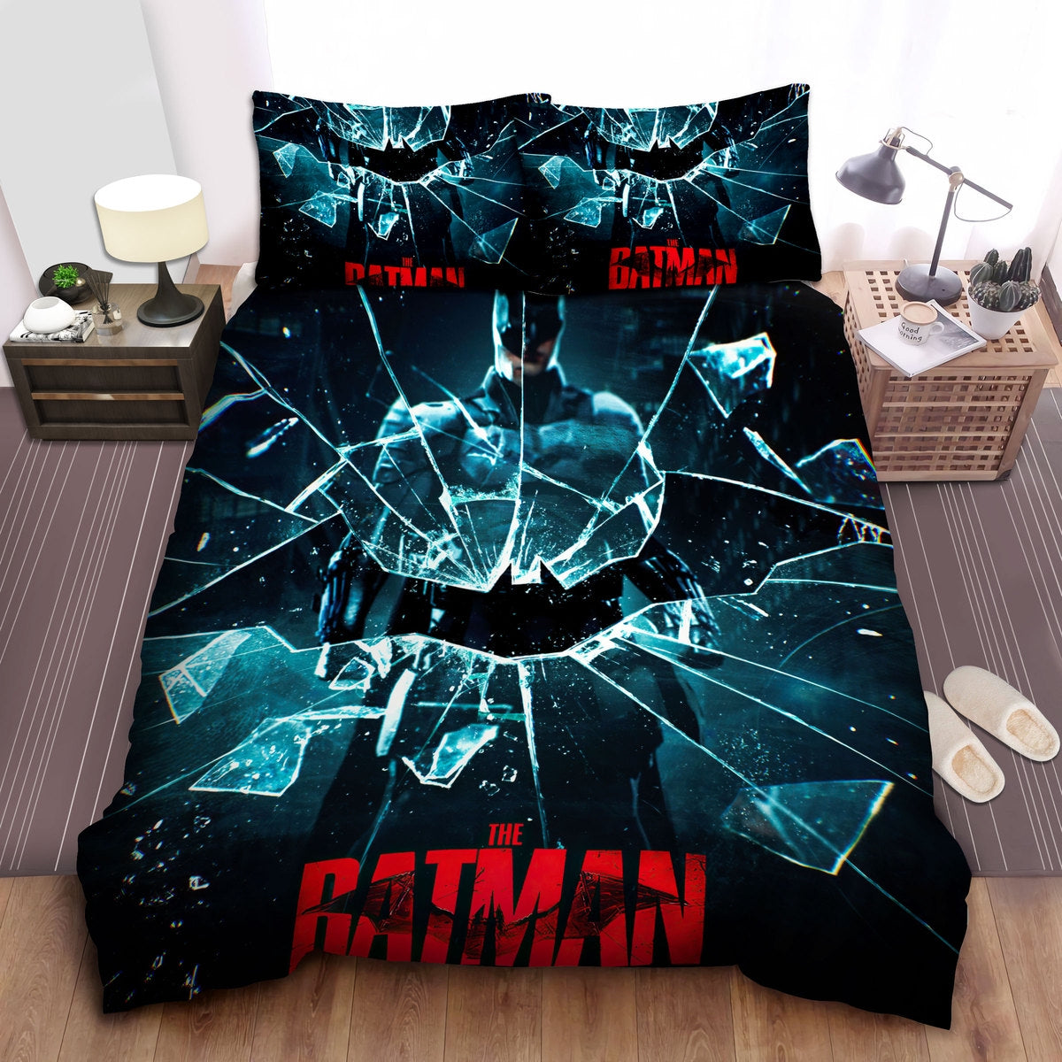 Batman Bedding Set DC The Batman Broken Glasses Duvet Covers Black