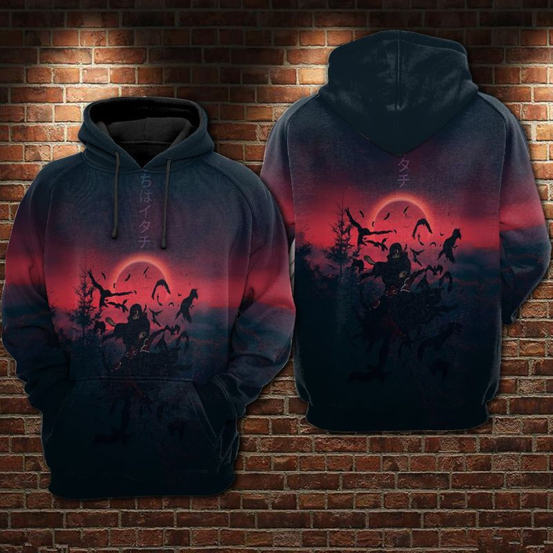 Sasuke Over Print 3d Hoodie Zip Hoodie