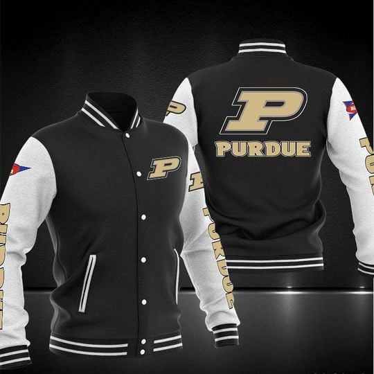 Purdue Boilermakers Black Baseball Jacket