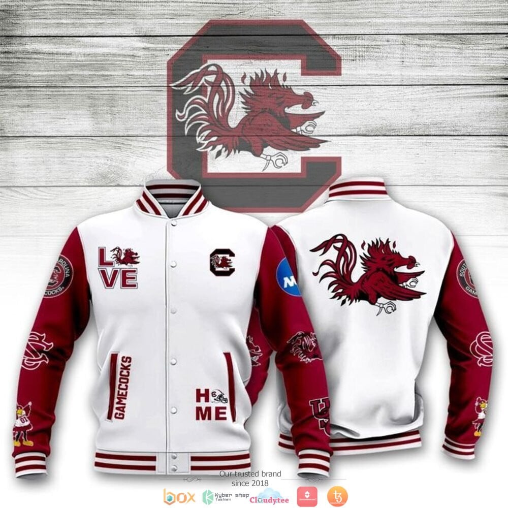 South Carolina Gamecocks White Garnet Baseball Jacket