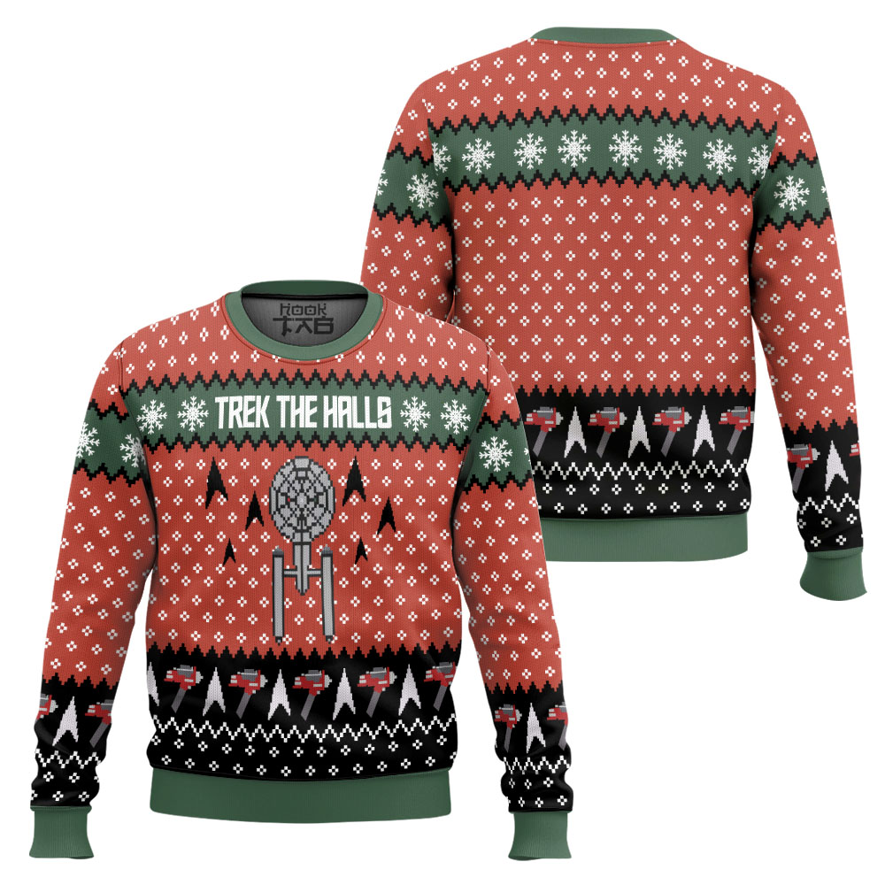 3D S.T Trek The Halls Christmas Edition Ugly Sweater