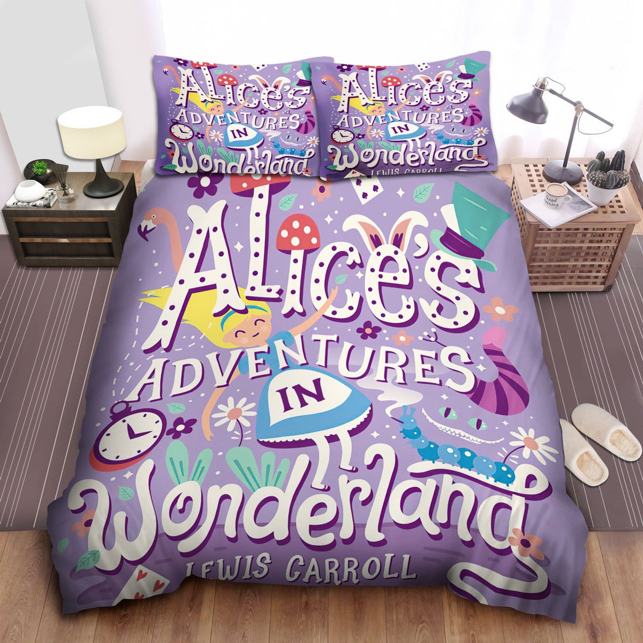 Alice In Wonderland Bedding Set Adventure In Wonderland Items Pattern Duvet Covers