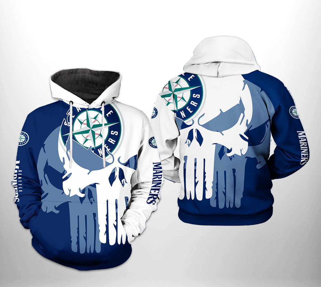 Seattle Mariners MLB Team Skull 3D All Over Print Hoodie & Zip Hoodie