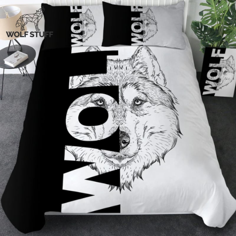 Wolf Bedding Set Wolf Half Face Graphic Duvet Covers