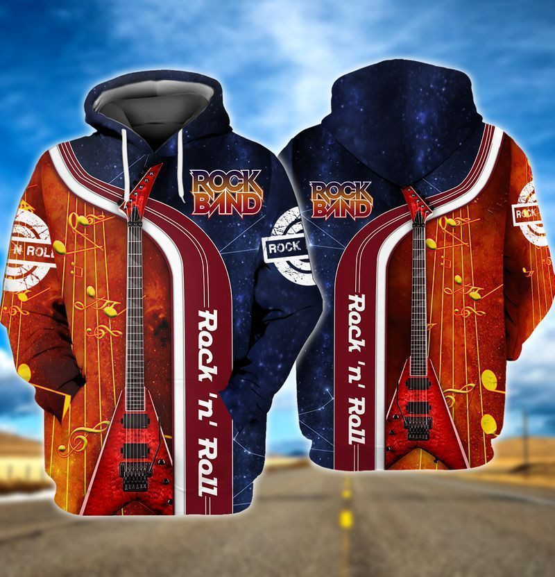 Rock N Roll Guitar 3d Hoodie Zip Hoodie
