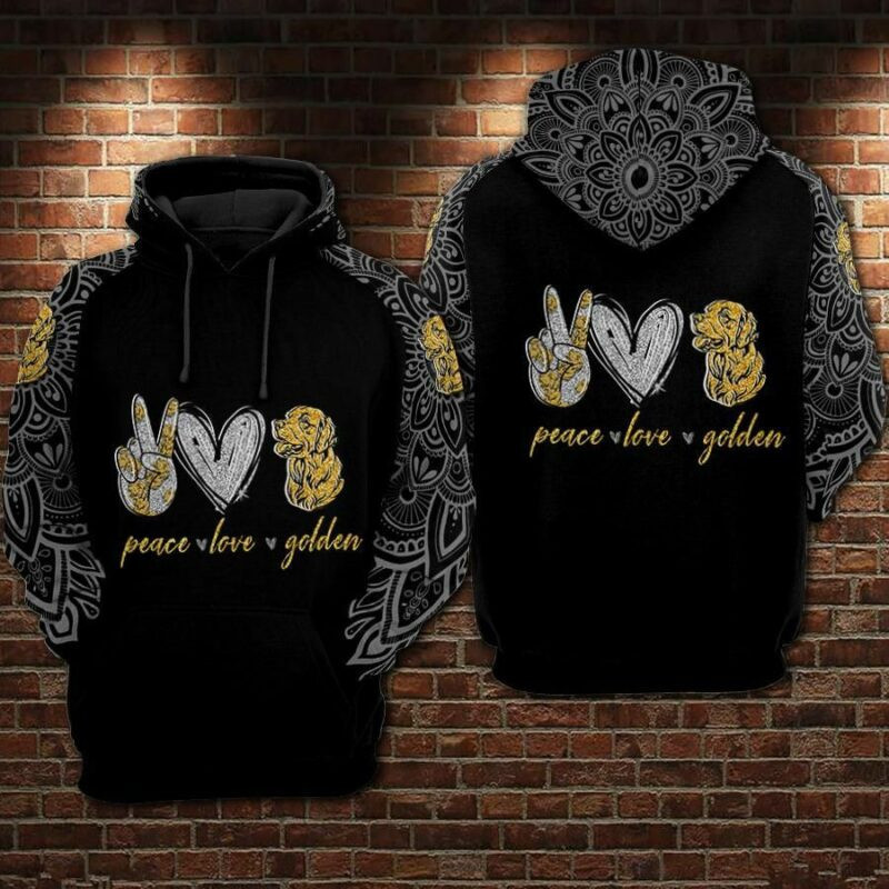 Peace Love Golden Over Print 3d Hoodie Zip Hoodie