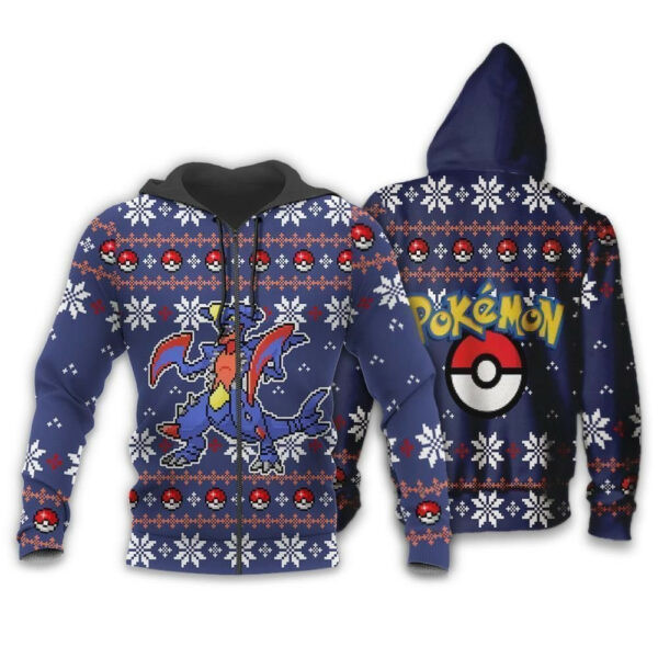 Garchomp Anime Pokemon Ugly Christmas Sweater 1k824   Cartoon Graphic Outfits Aop 3d Hoodie Zip Hoodie 603