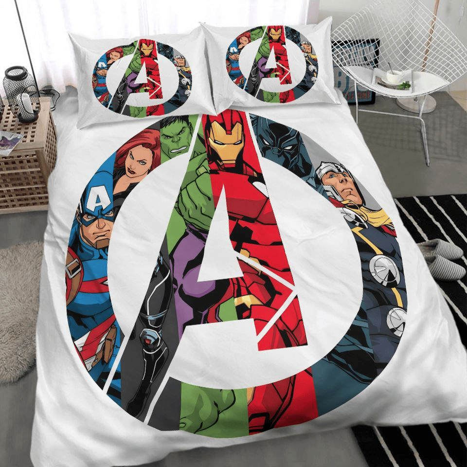 MV Bedding Set Avengers Logo Superheroes Graphic Duvet Covers