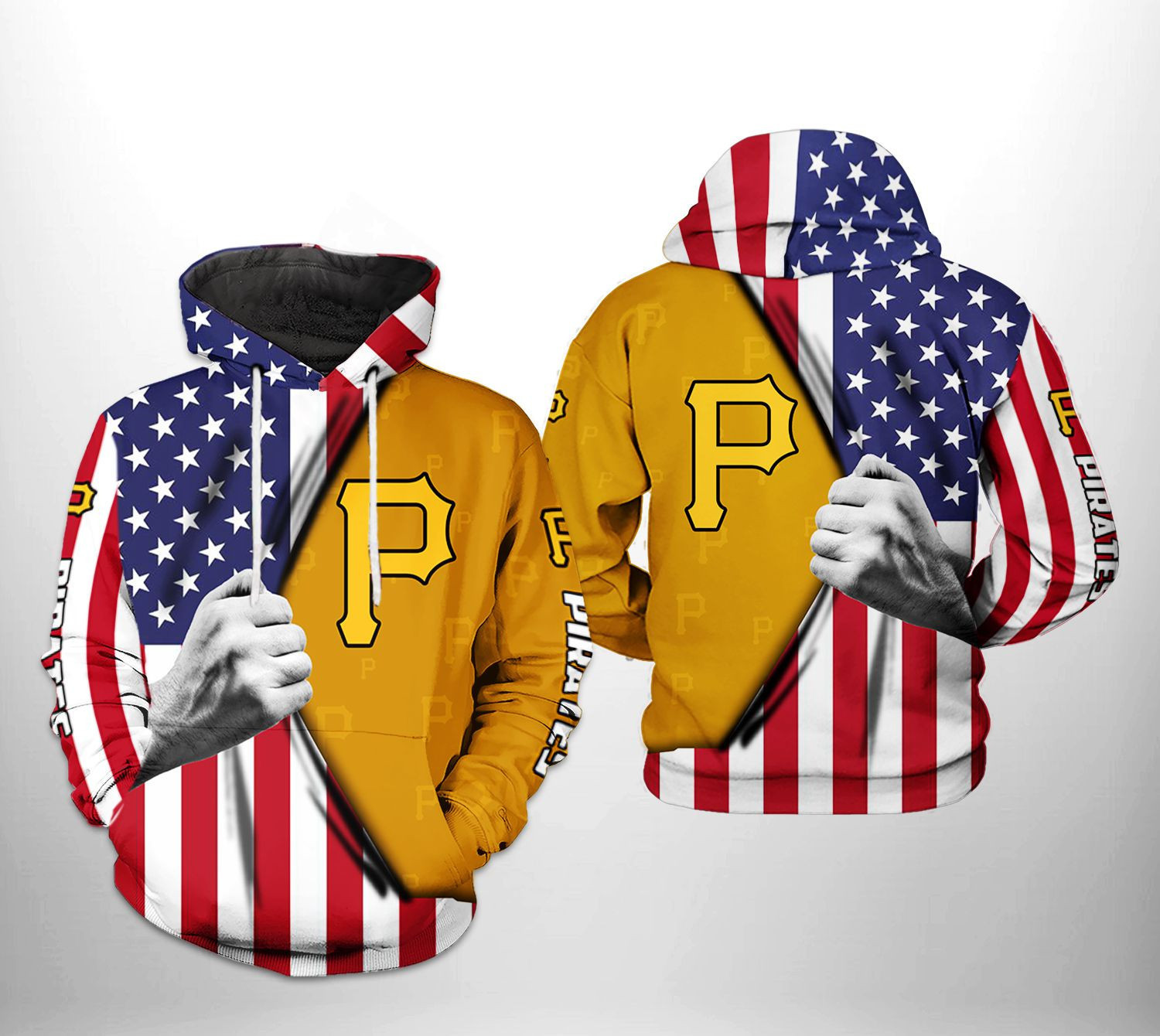 Pittsburgh Pirates MLB US Flag 3D All Over Print Hoodie & Zip Hoodie