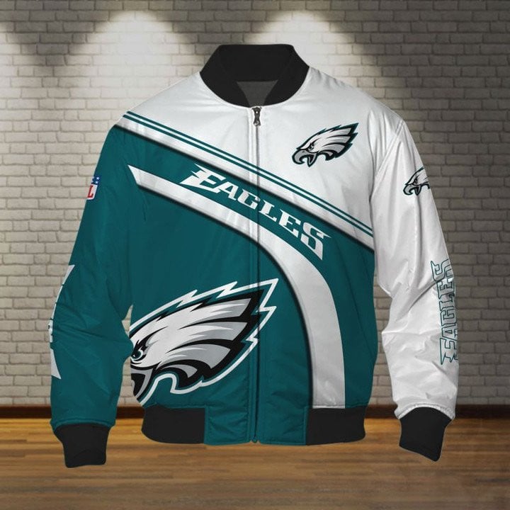 Philadelphia Eagles Green White Bomber Jacket