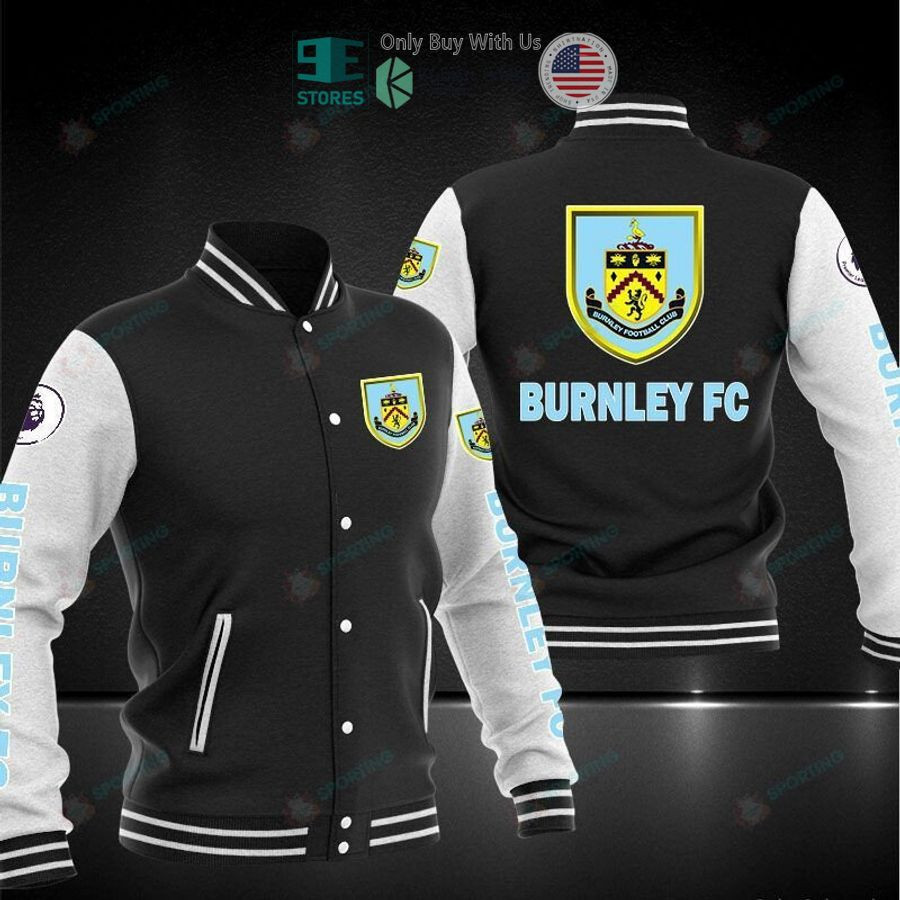 Burnley FC Black Grey Baseball Jacket