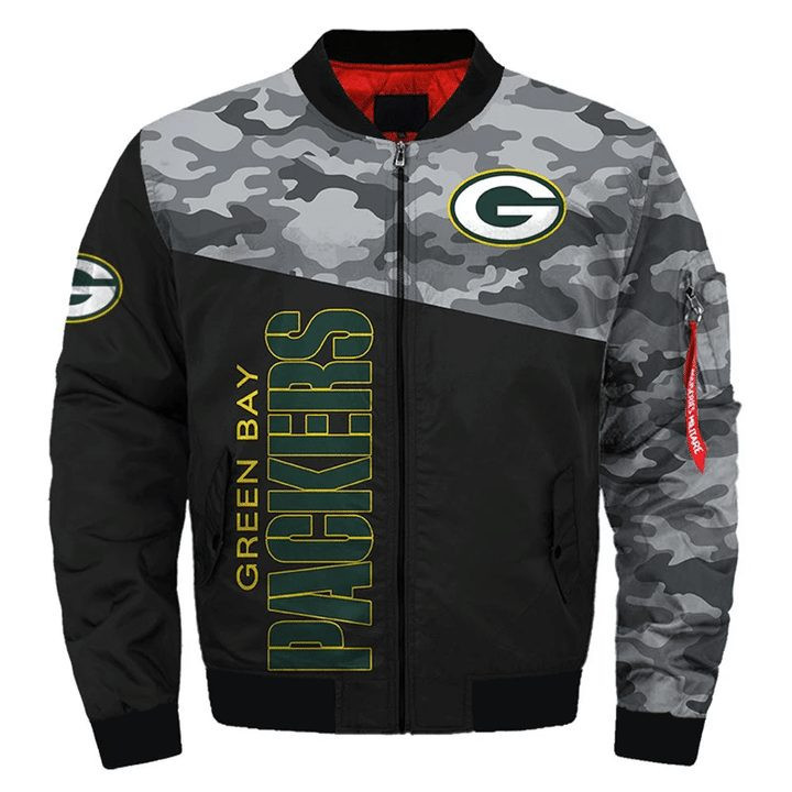 Green Bay Packers Black Camo Version Bomber Jacket