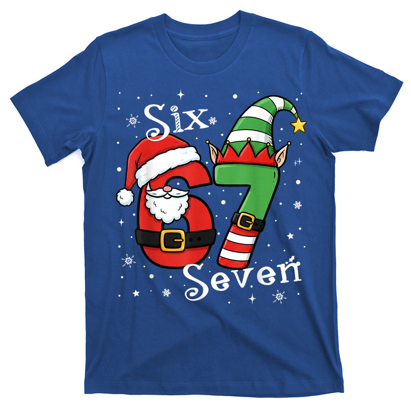 Six Seven 67 Meme 6 7 Elf Santa Christmas Pajamas T-Shirt