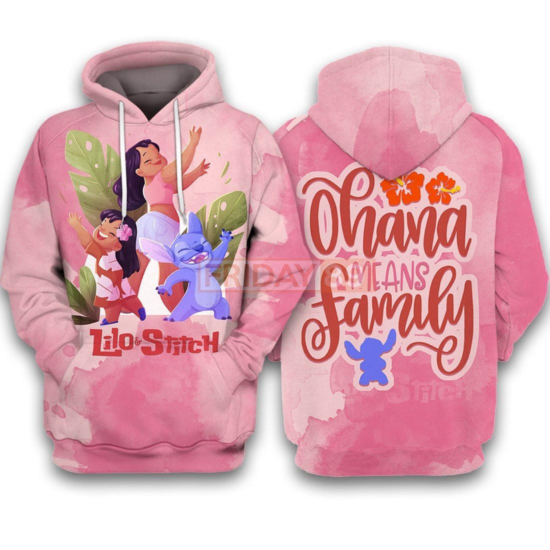 Lilo And Stitch Fan Gift, Ohana Means Family Floral All Over Print Hoodie