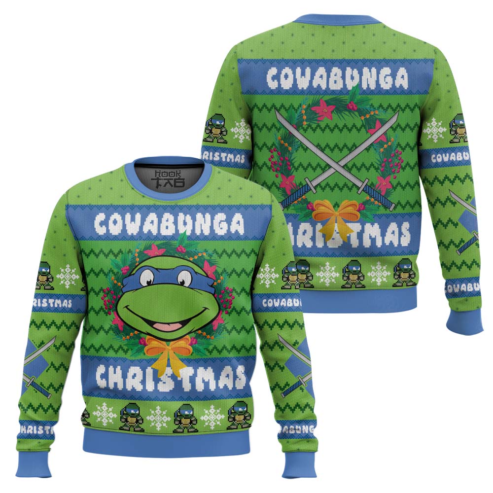 Cowabunga Leonardo Christmas Teenage Mutant Ninja Turtles Ugly Christmas Sweater