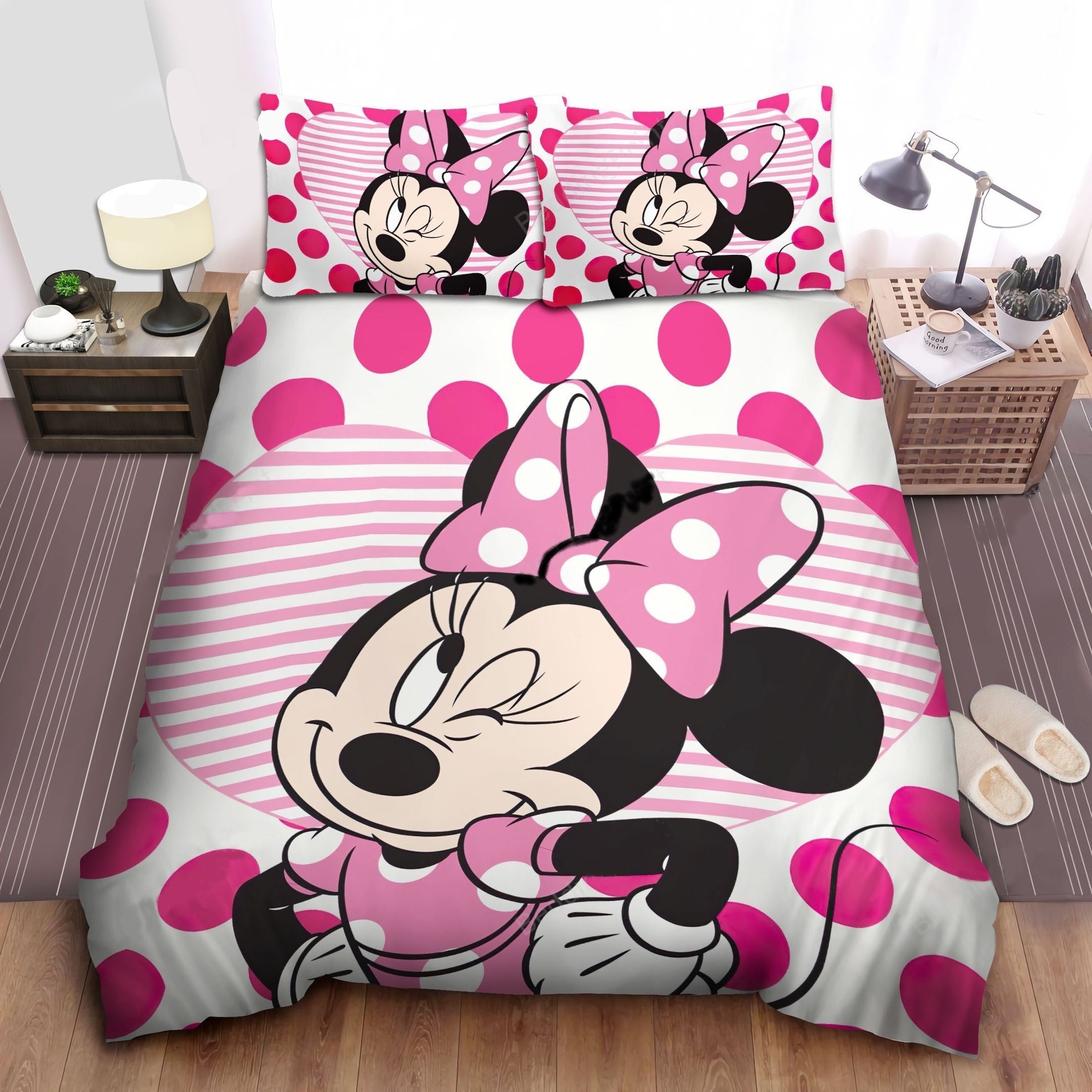 Minnie Bedding Set DN Cute Minnie Winking Duvet Covers White