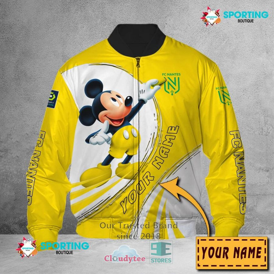 FC Nantes Custom Name Mickey Mouse Bomber Jacket