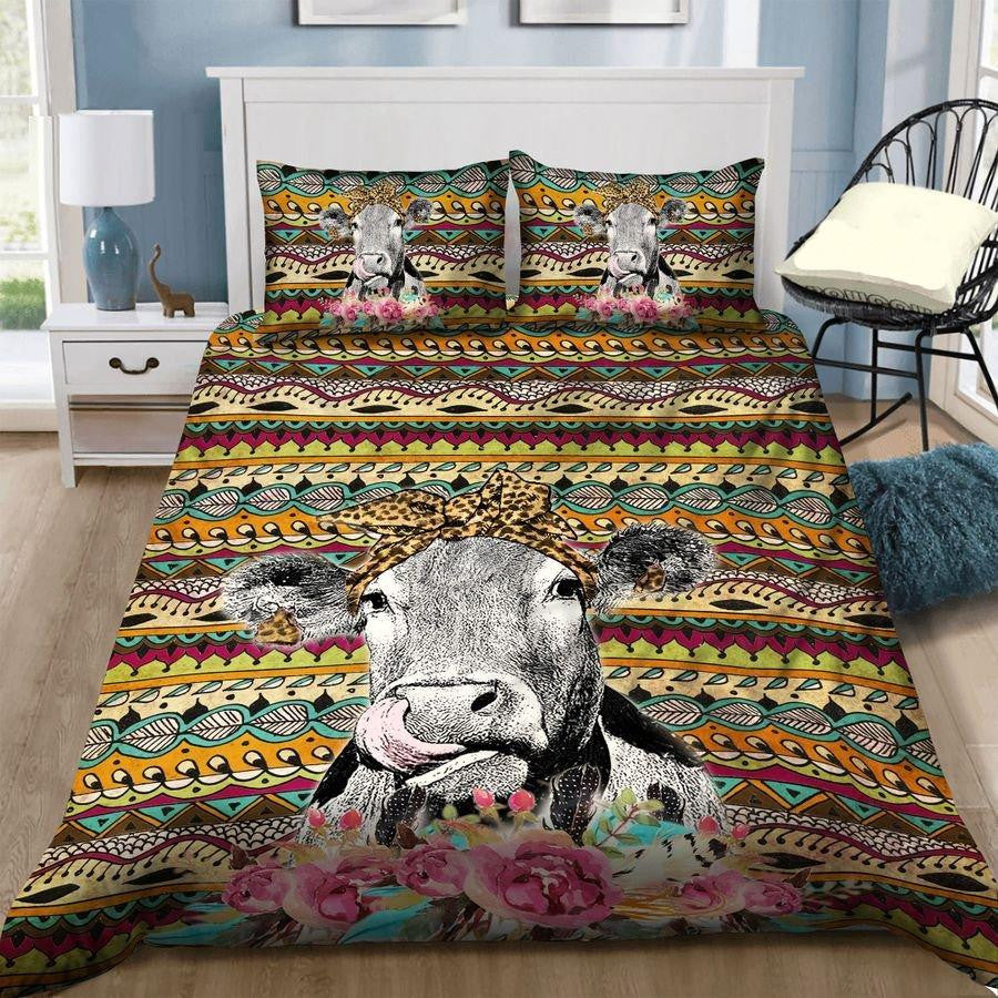 Cow Bedding Set Cow Farmer Hippie Pattern Duvet Covers