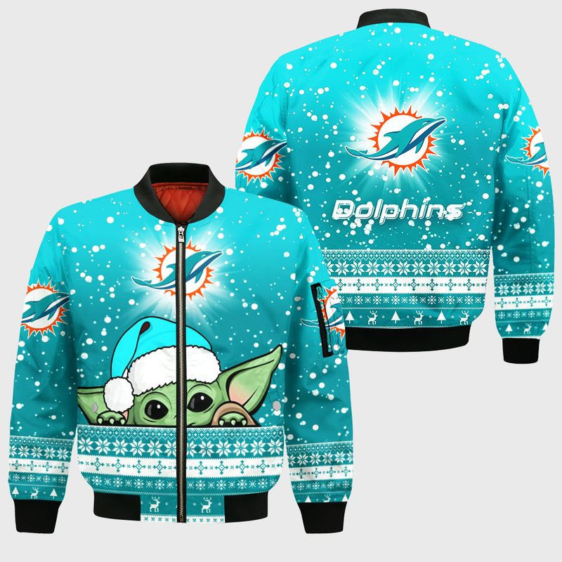 Miami Dolphins Baby Yoda Bomber Jacket
