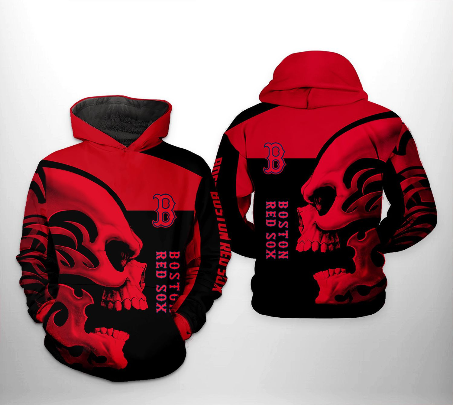 Boston Red Sox MLB Skull 3D All Over Print Hoodie & Zip Hoodie