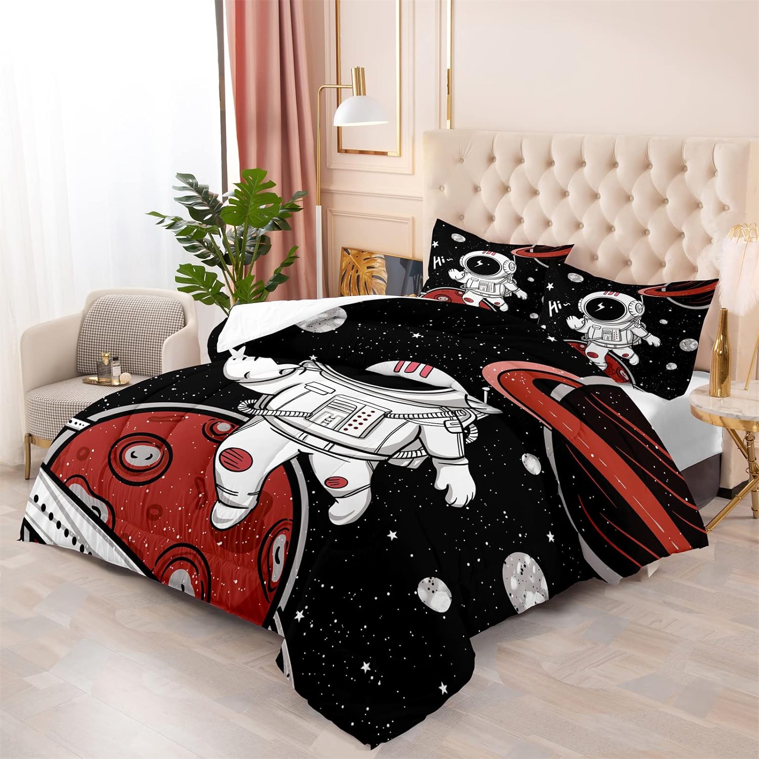 Astronaut Bedding Set Space Astronaut In Galaxy On Planet Duvet Covers