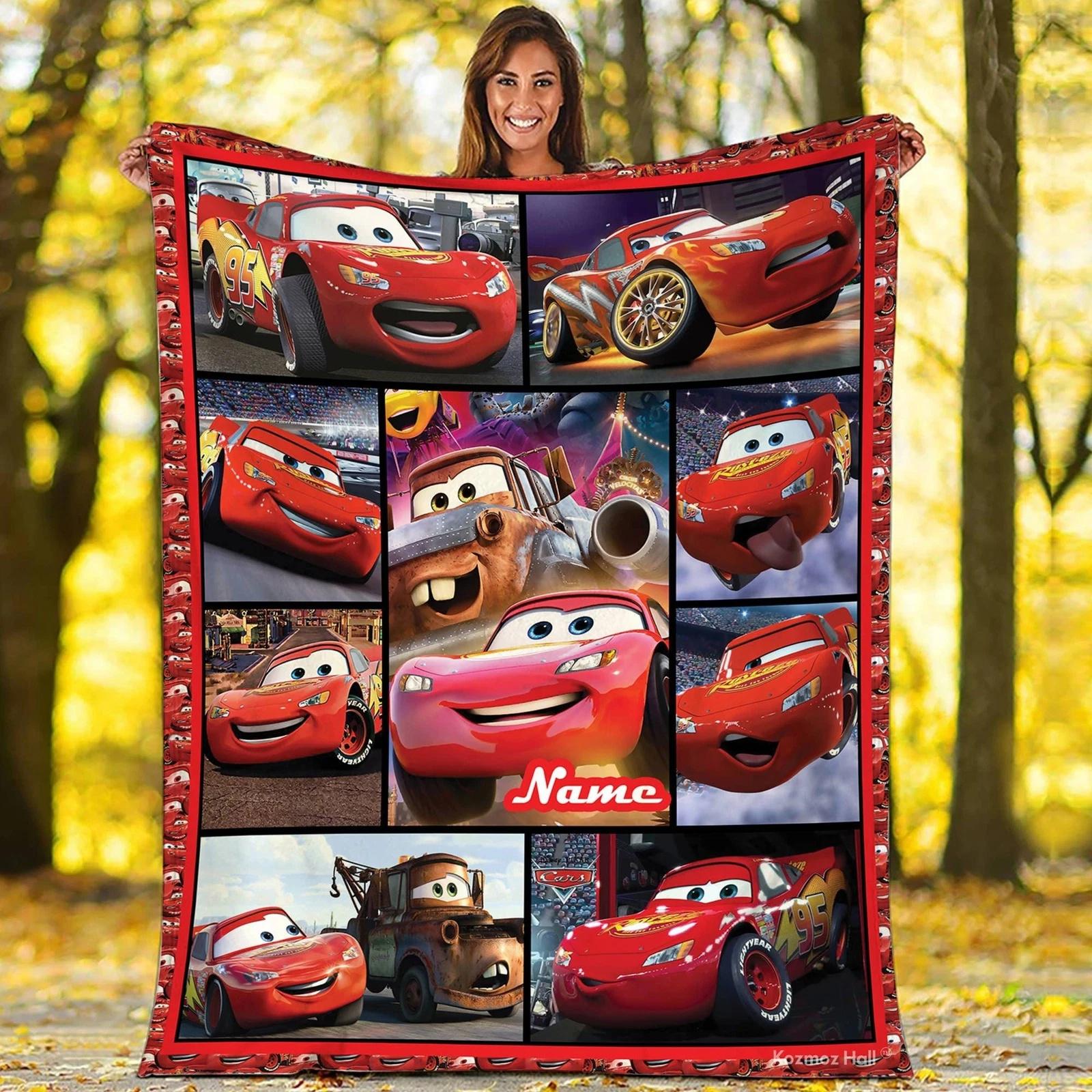 Personalized Lightning McQueen Blanket Lightning McQueen Fleece Sherpa Blanket