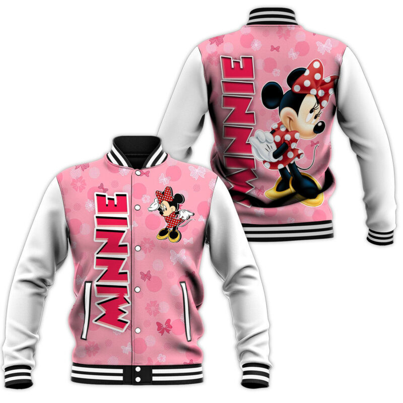 Cute Minnie Pink Baseball Jacket