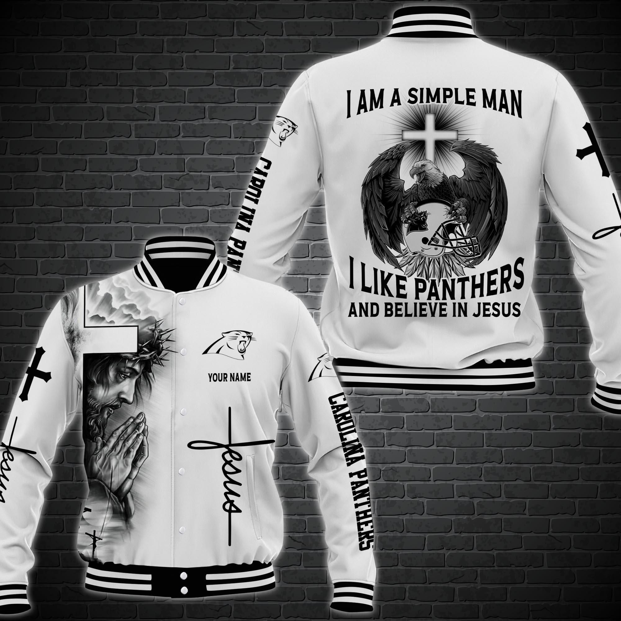 Carolina Panthers Personalized Baseball Jacket 62