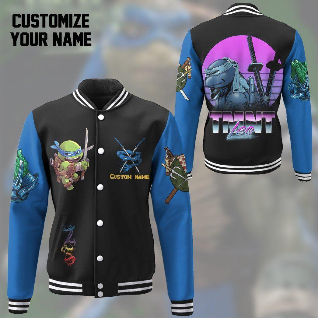 Gearhumans 3d Leonardo Tmnt Leo Cosplay Blue Custom Name Baseball Jacket 23